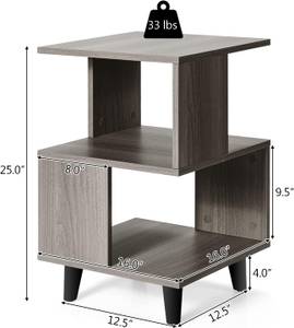 Beistelltisch CB10236-GM (2er Set) Grau - Holzwerkstoff - 40 x 64 x 40 cm