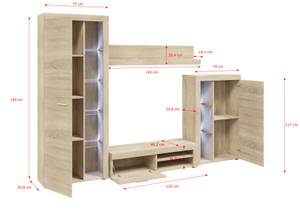 FURNIX Ensemble meubles Rivay sans LED Imitation chêne de Sonoma