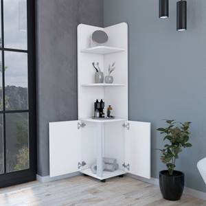 Armoire de garde-manger Malibu Blanc - Bois manufacturé - Matière plastique - 38 x 158 x 37 cm