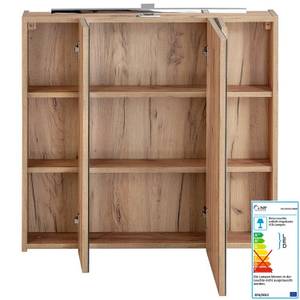 Badmöbel Set mit 80cm LED-Spiegelschrank Braun - Holzwerkstoff - 135 x 190 x 46 cm