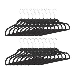 Cintres noirs en velours 20 Noir - Argenté - Métal - Matière plastique - Textile - 42 x 23 x 1 cm