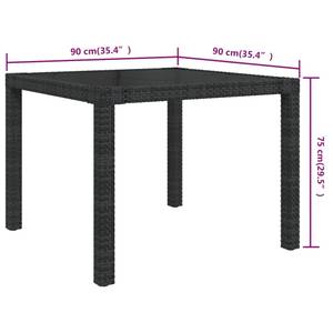 Gartentisch 3011479 Schwarz - Metall - Kunststoff - Polyrattan - 90 x 75 x 90 cm