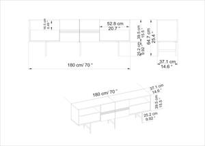 TV Board,TV Lowboard,TV Schrank DERIN Schwarz - Braun - Holzwerkstoff - 37 x 65 x 180 cm