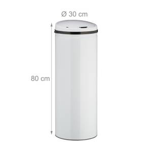 Sensor Mülleimer 50l weiß Schwarz - Weiß - Metall - Kunststoff - 32 x 80 x 30 cm