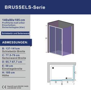 Duschkabine Schiebetür BRUSSELS 140 x 80 cm