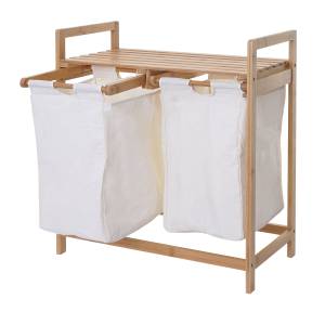 Corbeille à linge B83 Marron - Blanc