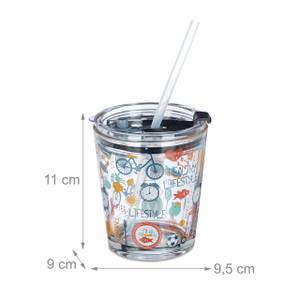 Tasse enfant lot de 4 motif de sport Bleu - Rouge - Verre - Matière plastique - 9 x 11 x 10 cm