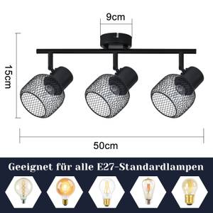 Deckenleuchte Lydia 3-flammig Schwarz - Metall - 15 x 21 x 50 cm