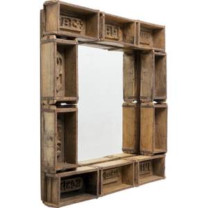 Miroir Brick Marron - Bois massif - 90 x 90 x 10 cm