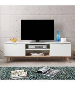 Meuble TV Copenhague Blanc - Bois manufacturé - 40 x 50 x 160 cm