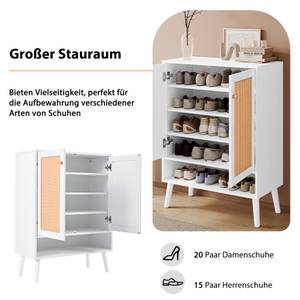 Schuhschrank Coeus Ⅱ Braun - Weiß - Holzwerkstoff - Glas - Metall - Polyrattan - Massivholz - Holzart/Dekor - 35 x 102 x 76 cm