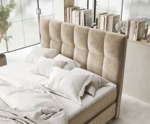 Boxspringbett Elisio Beige - Breite: 140 cm