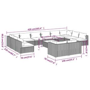 Garten-Lounge-Set (13-teilig) 3013634-16 Braun - Grün - Metall - Polyrattan - 60 x 30 x 60 cm