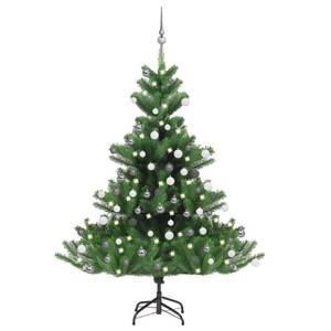 Sapin de noël artificiel Gris - Vert - Blanc - 120 x 150 x 120 cm