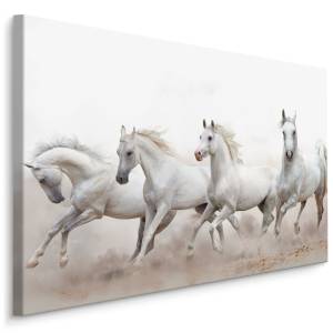 Image Sur Toile Chevaux au Galop Sable 90 x 60 x 60 cm