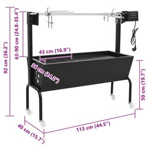 Rôtissoire pour barbecue 49326 Noir - Métal - 113 x 92 x 40 cm