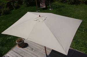 Sonnenschirm Florida 3x4m Weiß - Textil - Holz teilmassiv - 400 x 295 x 300 cm
