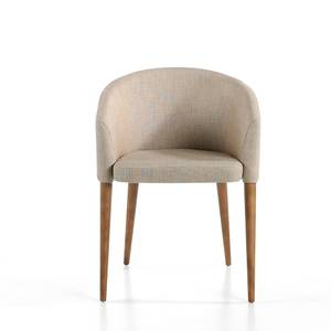 Chaise en tissu avec pieds en bois noyer Beige - Marron - Textile - 59 x 78 x 56 cm
