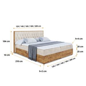 Boxspringbett LOLLI5 Ecru - Breite: 120 cm - H3