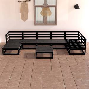 Garten-Lounge-Set (8-teilig) 3009812-1 Schwarz - Massivholz - Holzart/Dekor - 70 x 30 x 70 cm