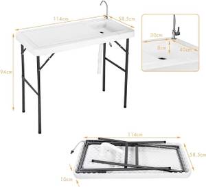 Outdoor-Reinigungstisch AB4989DE Weiß - Metall - 60 x 94 x 114 cm