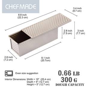 CHEFMADE 22cm Toastbackform mit Deckel Gold - Metall - 23 x 9 x 10 cm