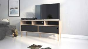 TV Tisch Penny Schwarz - Holz teilmassiv - 148 x 64 x 41 cm