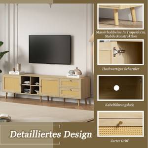 TV-Lowboard Coeus Ⅳ Braun - Holzwerkstoff - Metall - Polyrattan - 40 x 55 x 180 cm