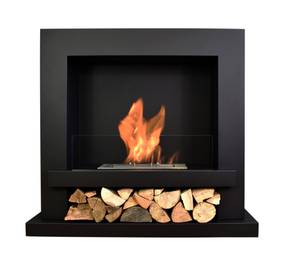 Ethanolkamin Glow Fire Kalmar black Ofen Schwarz - Glas - Metall - 100 x 90 x 31 cm