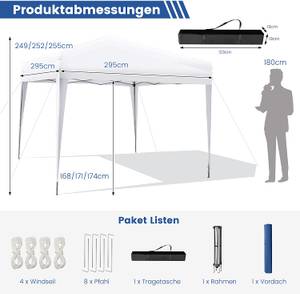 Faltpavillon NP10894 Weiß - Metall - Kunststoff - 295 x 255 x 295 cm