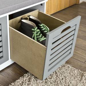 Banc de Rangement à Chaussures FSR23-HG Gris lumineux - Blanc - 105 x 35 cm