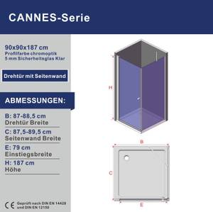 Eckdusche Pendeltür mit Magnetverschluss 90 x 90 cm