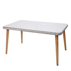 Poly-Rattan Esstisch H65 150x90cm Braun - Grau - Polyrattan - Holz teilmassiv - 150 x 78 x 90 cm