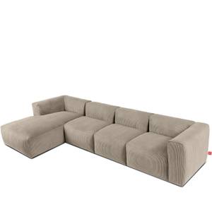 Ecksofa BUFFO 6-Sitzer Beige - Breite: 377 cm - Armlehne beidseitig montierbar - Ecke davorstehend links - Ottomane davorstehend links