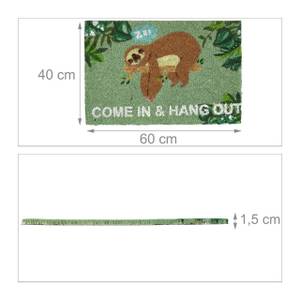Paillasson en coco "Come in & Hang Out" Marron - Vert - Fibres naturelles - Matière plastique - 60 x 2 x 40 cm