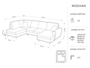 U-Form-Schlafsofa + Box MOGHAN Rot