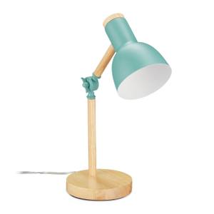 Lampe de bureau réglable en bois Vert - Marron clair - Blanc