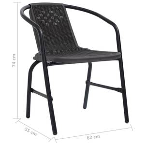 Chaise de jardin Noir - Métal - 55 x 74 x 62 cm