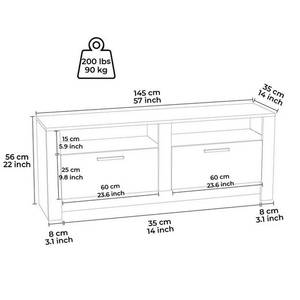 TV-Schrank Grado weiß/braun Weiß - Holzwerkstoff - 146 x 57 x 37 cm