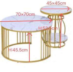 Couchtisch DianaVase Ⅱ (2er Set) Gold - Holzwerkstoff - Metall - 45 x 54 x 70 cm