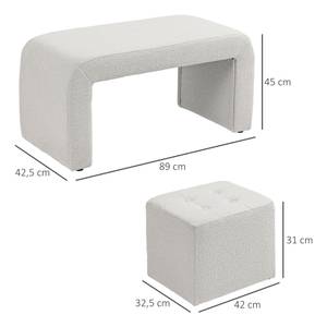 Hocker 838-432V00WT Weiß - Textil - 43 x 45 x 89 cm