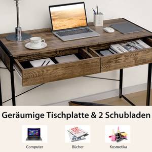 Computertisch mit 2 Schubladen Braun - Holzwerkstoff - 48 x 76 x 112 cm