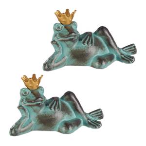 2 x Gartenfigur Froschkönig S Gold - Grün - Metall - 10 x 7 x 5 cm