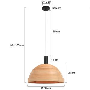 Suspension Veneer Peuplier massif / Métal - 1 ampoule