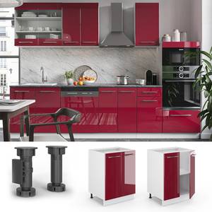 Meuble bas de cuisine Fame-Line 34773 Bordeaux brillant - Blanc