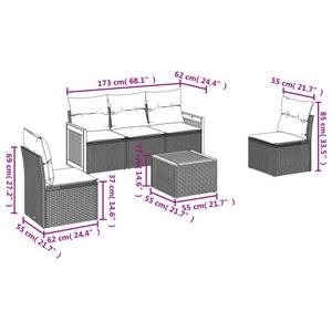 Gartensitzgruppe K1833(6-tlg) Schwarz - Massivholz - 69 x 62 x 55 cm