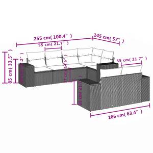 Gartensitzgruppe K5252(7-tlg) Schwarz - Massivholz - 69 x 62 x 62 cm