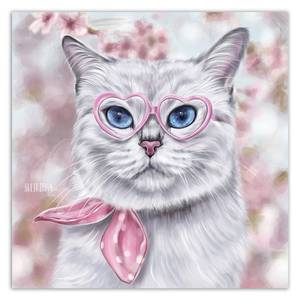 Leinwandbilder Katze Tiere Rosa 50 x 50 cm