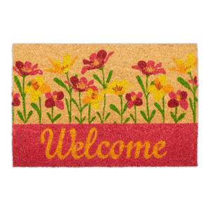 Fußmatte Kokos Welcome Blumen Orange - Rot - Gelb - Naturfaser - Kunststoff - 60 x 2 x 40 cm