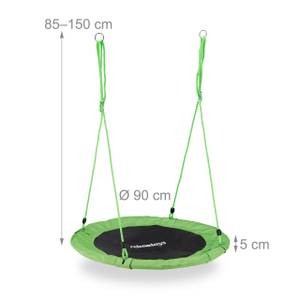 Balançoire nid d'oiseau rond 90 cm Noir - Vert - Blanc